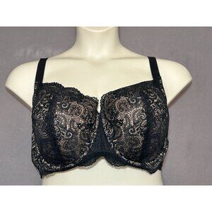 Third Love Lace Balconette Bra 42E Black Lace Lightly Lined Underwired